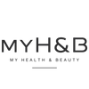 Dunkles MYH&B Logo mit „My Health & Beauty“ – auf transparentem Hintergrund