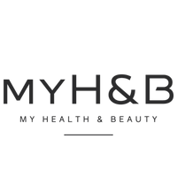 Dunkles MYH&B Logo mit „My Health & Beauty“ – auf transparentem Hintergrund