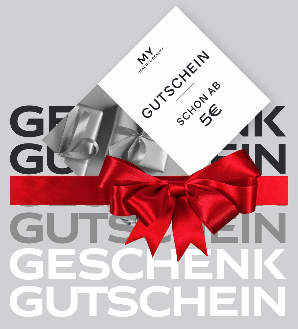 MY HEALTH &amp; BEAUTY Geschenkgutschein mit roter Schleife – ab 5 € erhältlich